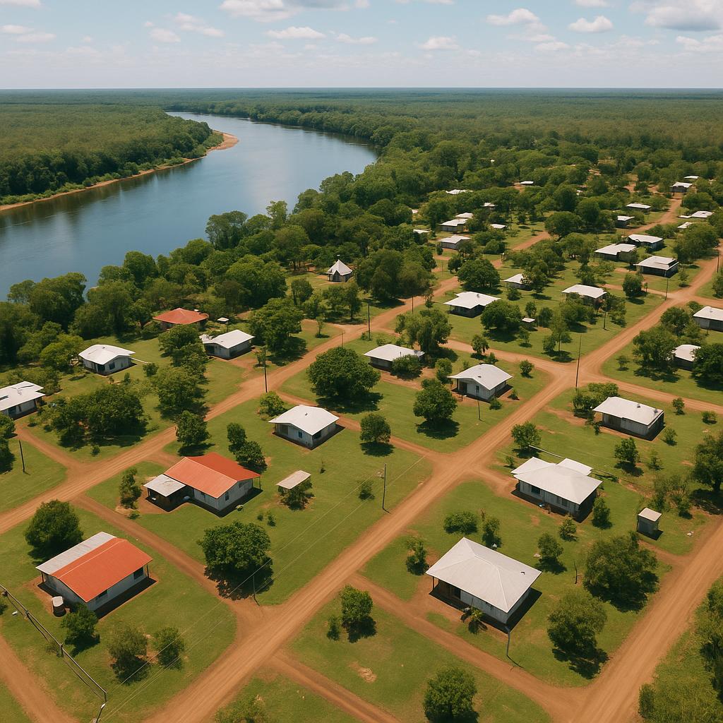 Beautiful aerial view of Nauiyu showing homes and landscape
