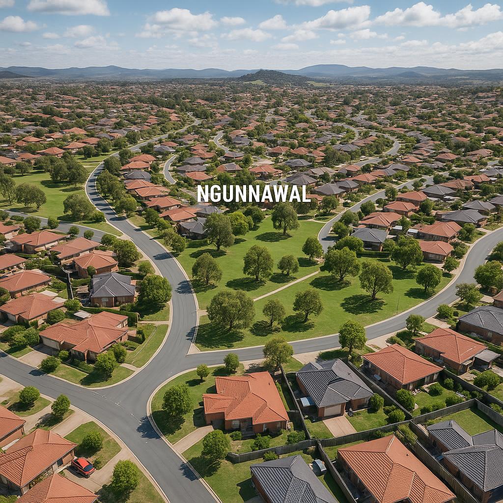 Ngunnawal aerial view showing homes and community parks