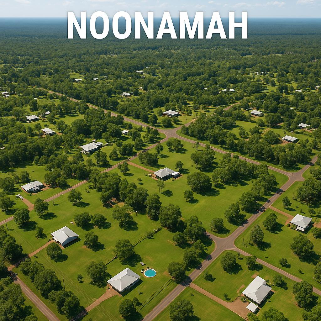 Aerial view of Noonamah, NT with residential and green spaces