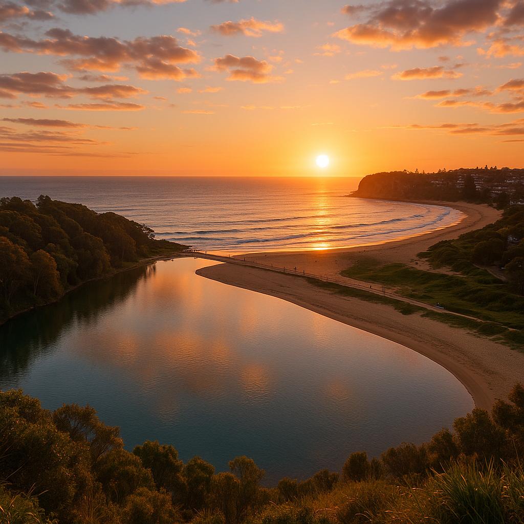 Beautiful sunset over North Narrabeen Lagoon