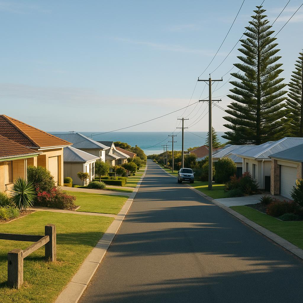 Ocean Beach coastal residential street in Western Australia