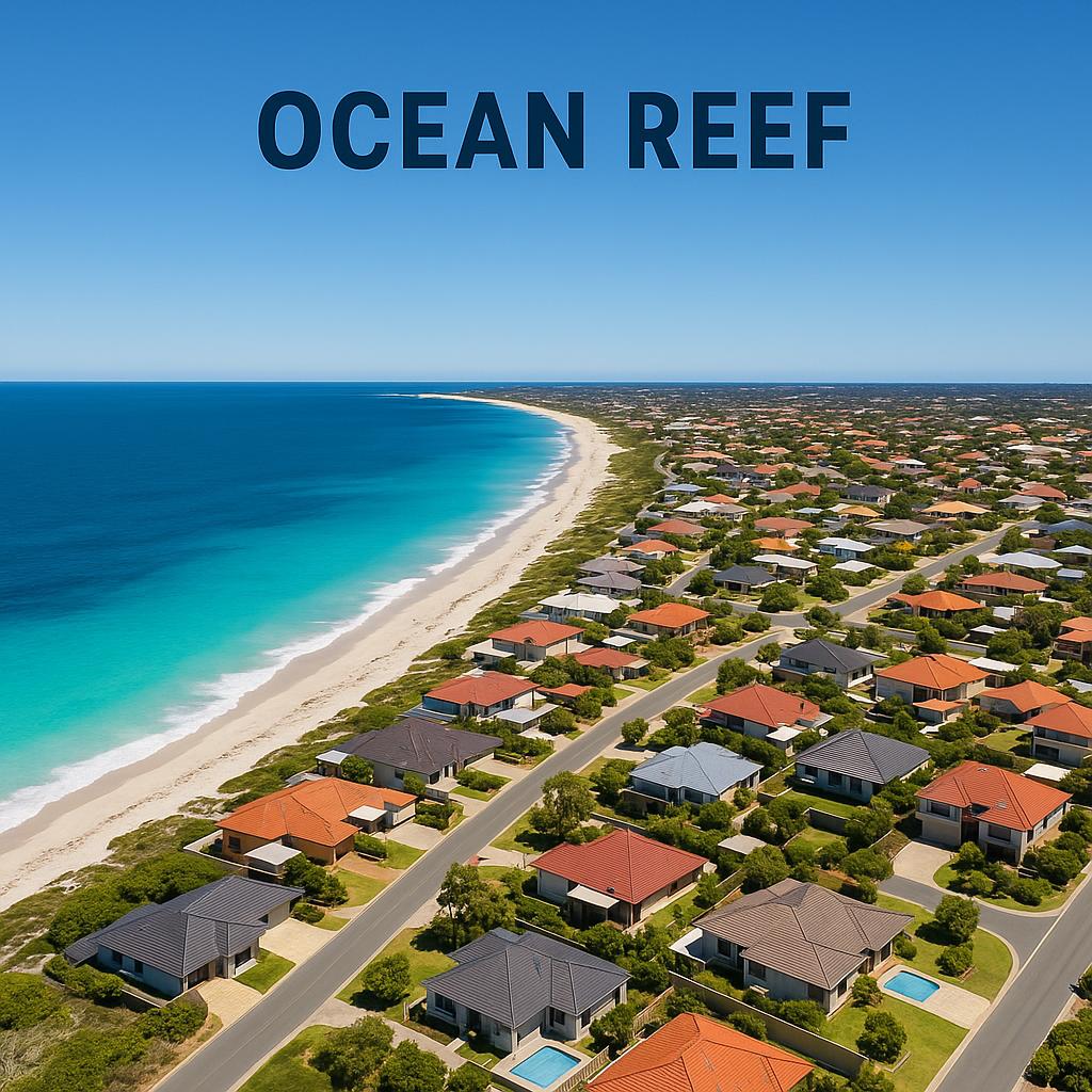 View of Ocean Reef beach with houses nearby