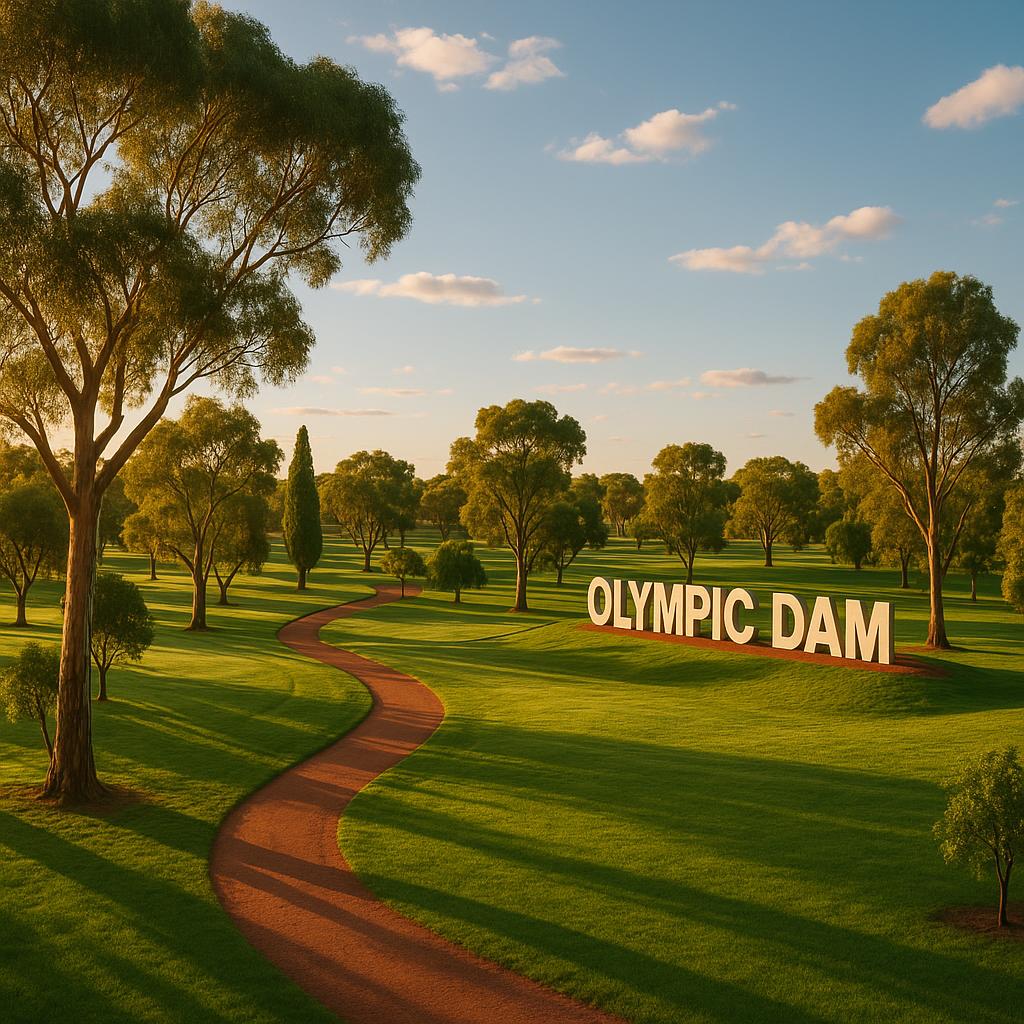 Aerial view of Olympic Dam parklands