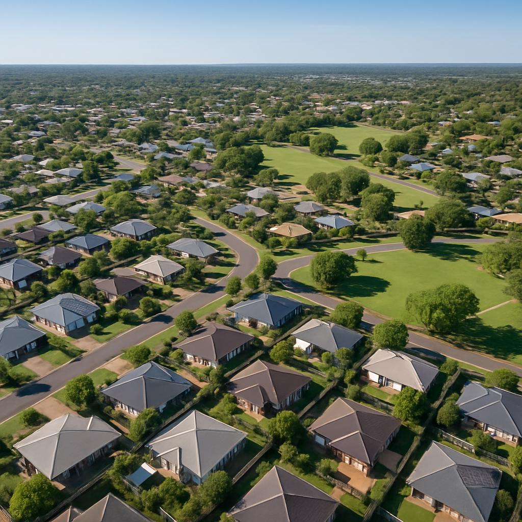 Aerial view of Palmerston suburb with green spaces