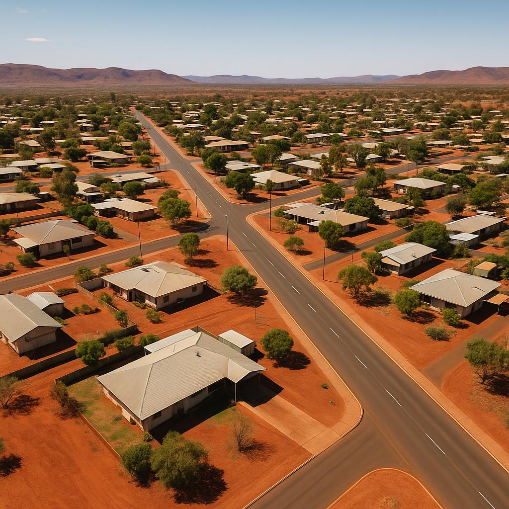 Aerial view of Paraburdoo homes and Pilbara landscape
