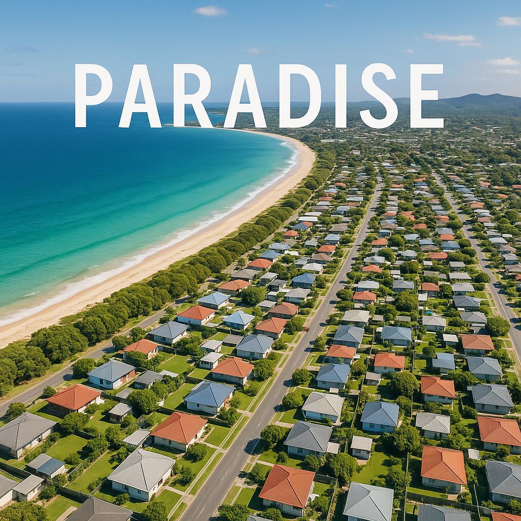 Aerial view of Paradise suburb showcasing its coastal beauty