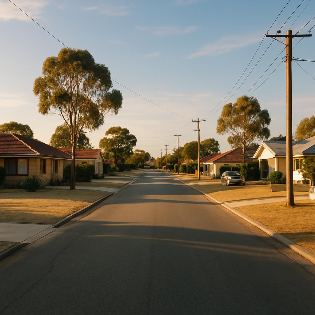 Quiet suburban street in Western Australia with modest homes