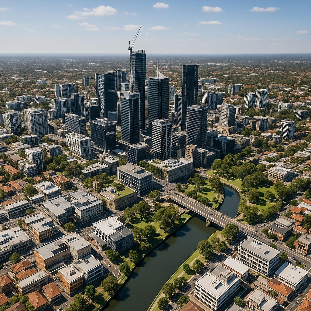 Aerial view of Parramatta's vibrant urban landscape