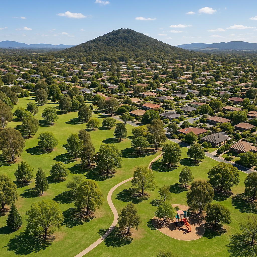 A picturesque view of Pearce showcasing its green spaces.