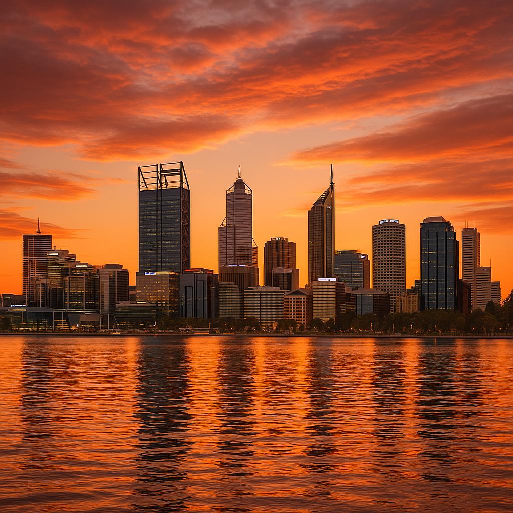 Perth skyline at sunset