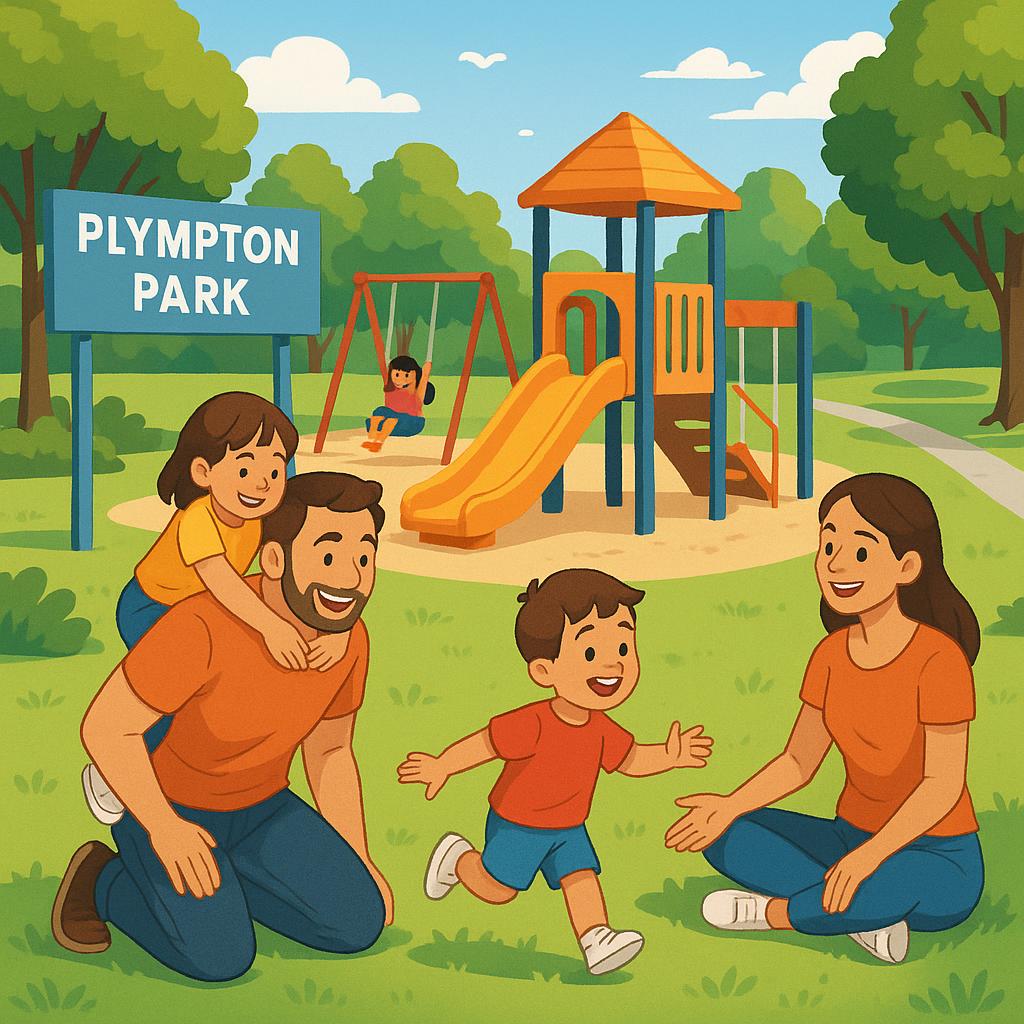 Family at Plympton Park enjoying outdoors