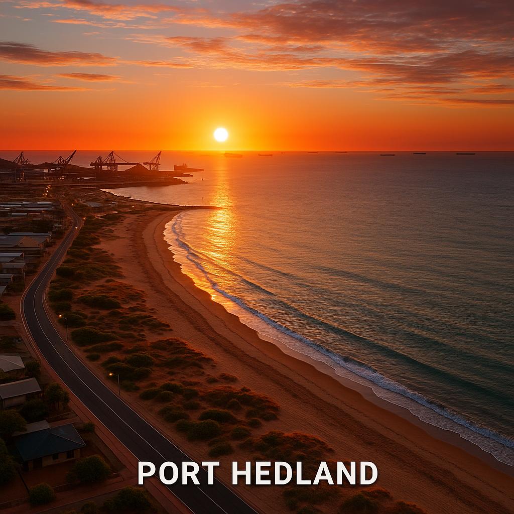 Sunset view of Port Hedland coastline