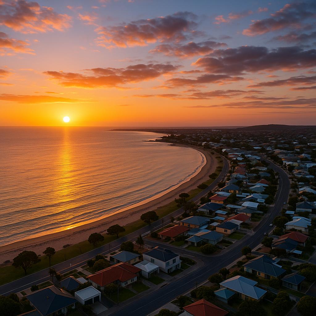 Scenic view of Port Lincoln at sunset