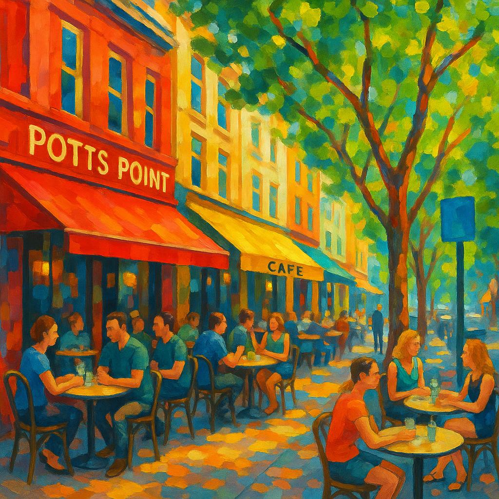 Outdoor dining scene in Potts Point