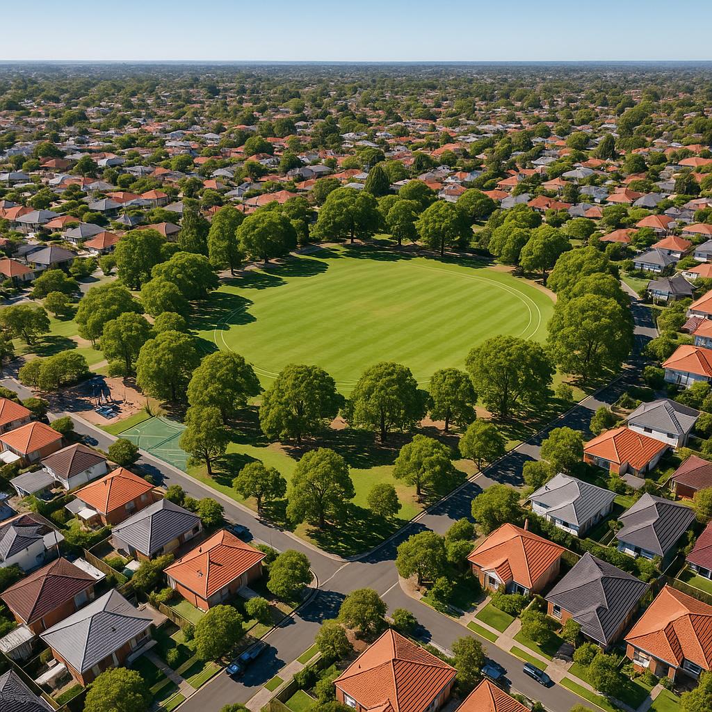 Queens Park suburb aerial view
