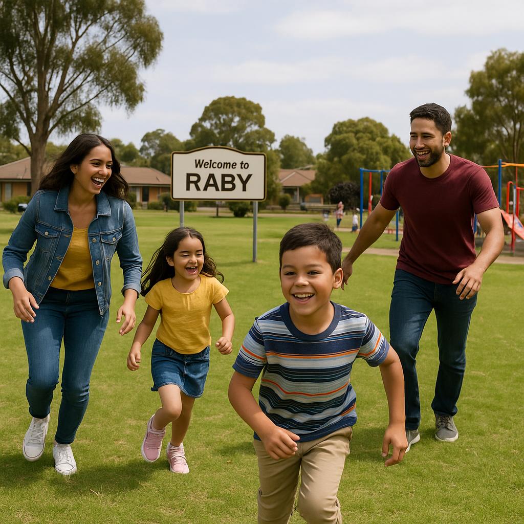 Family enjoying a park in Raby