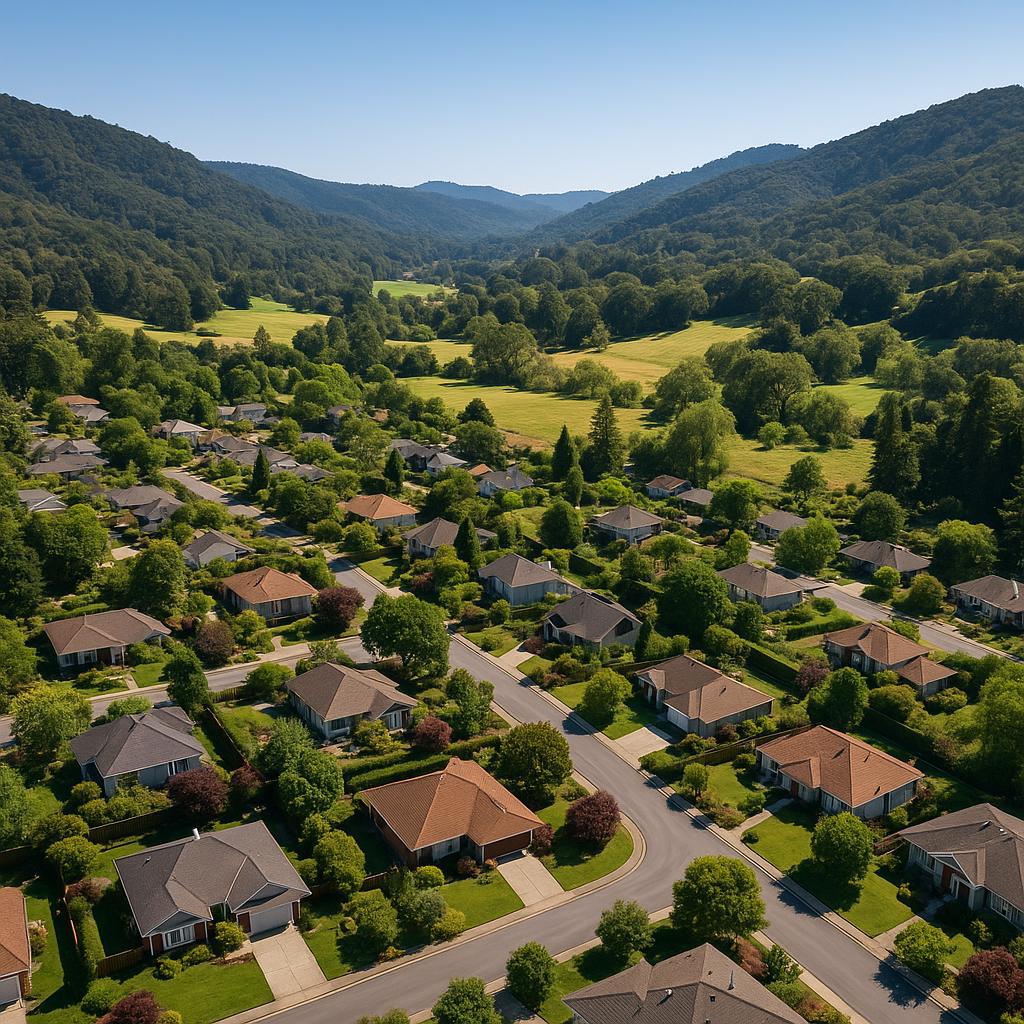 Aerial view of Ross, NT showcasing homes in a natural setting