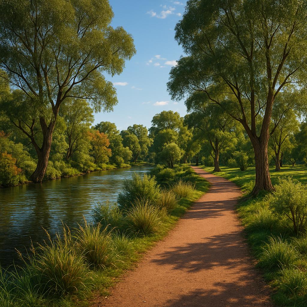 Scenic riverbank path in Salisbury Downs, South Australia