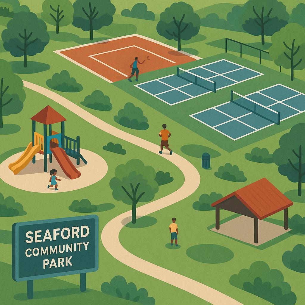 Vibrant community park in Seaford featuring greenery