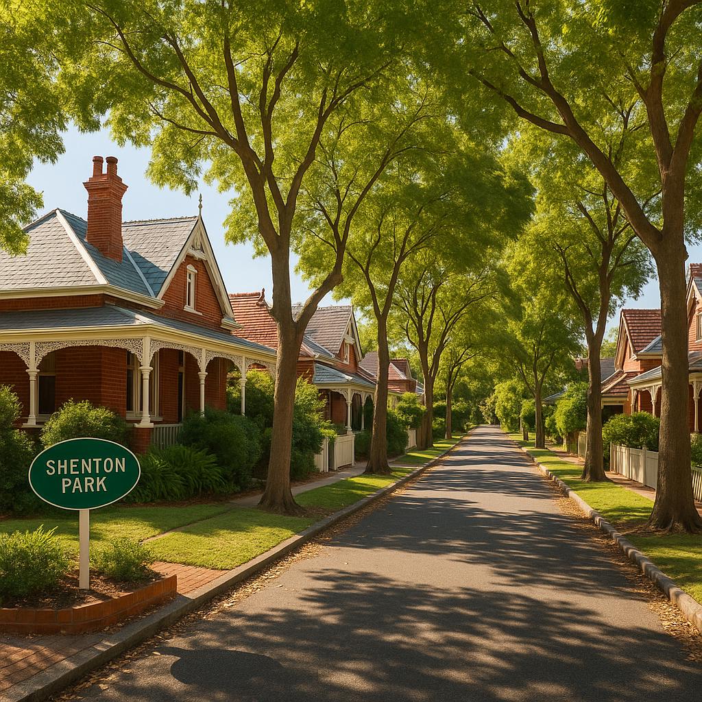 Suburban street in Shenton Park with trees and Victorian homes