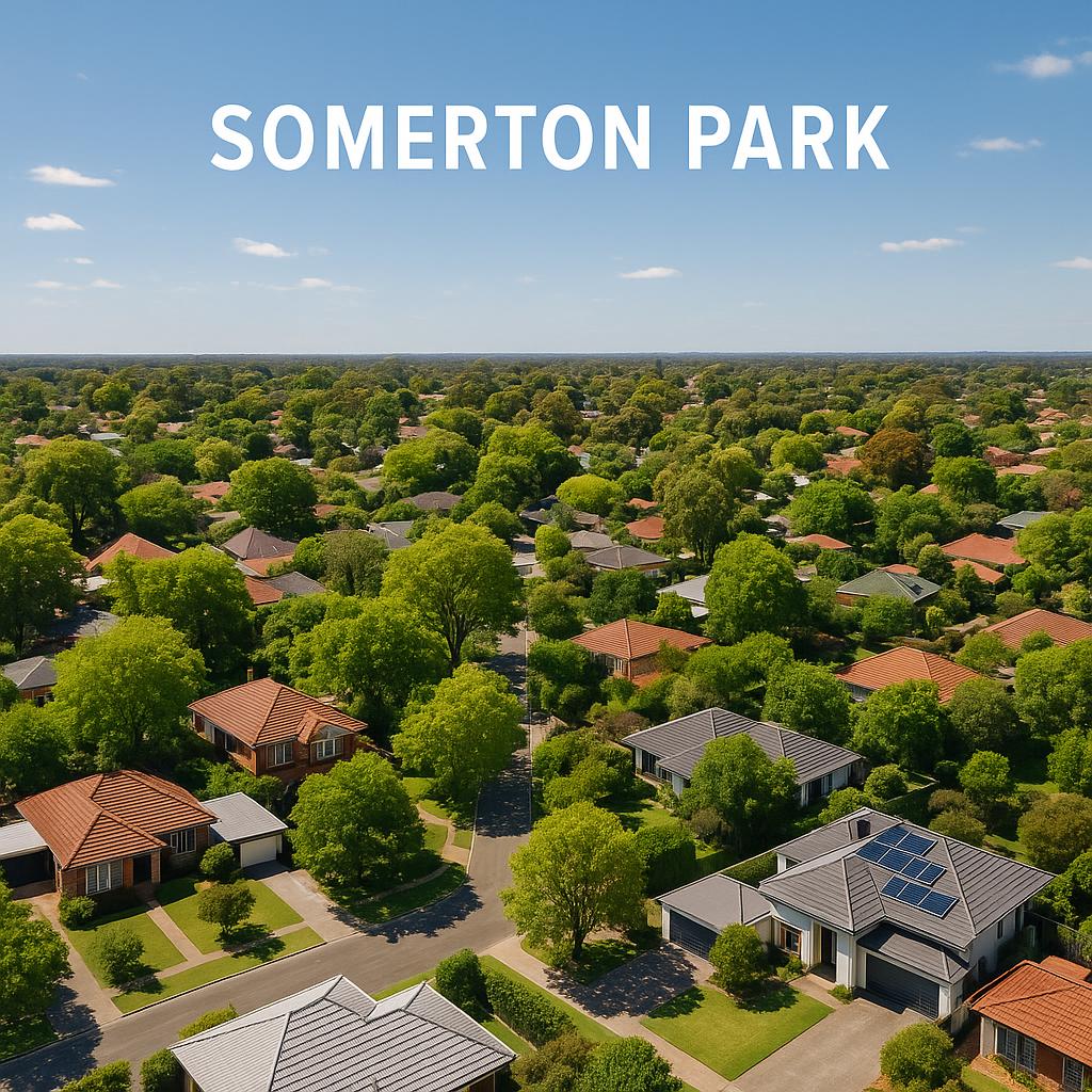 Scenic suburban view of Somerton Park, highlighting green spaces and homes.