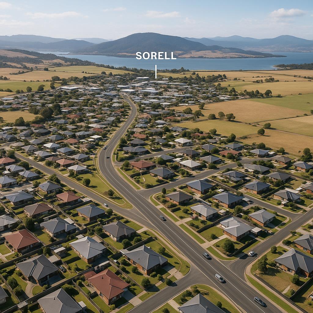 Aerial view of Sorell, Tasmania