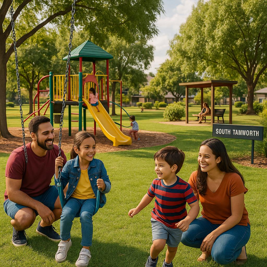 Family enjoying time at park in South Tamworth