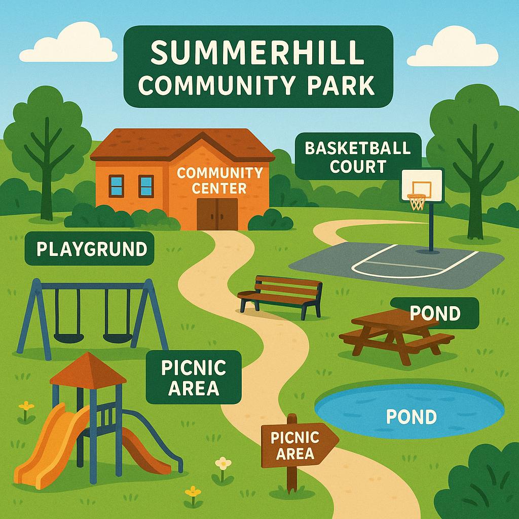 Community park in Summerhill, Tasmania with playgrounds