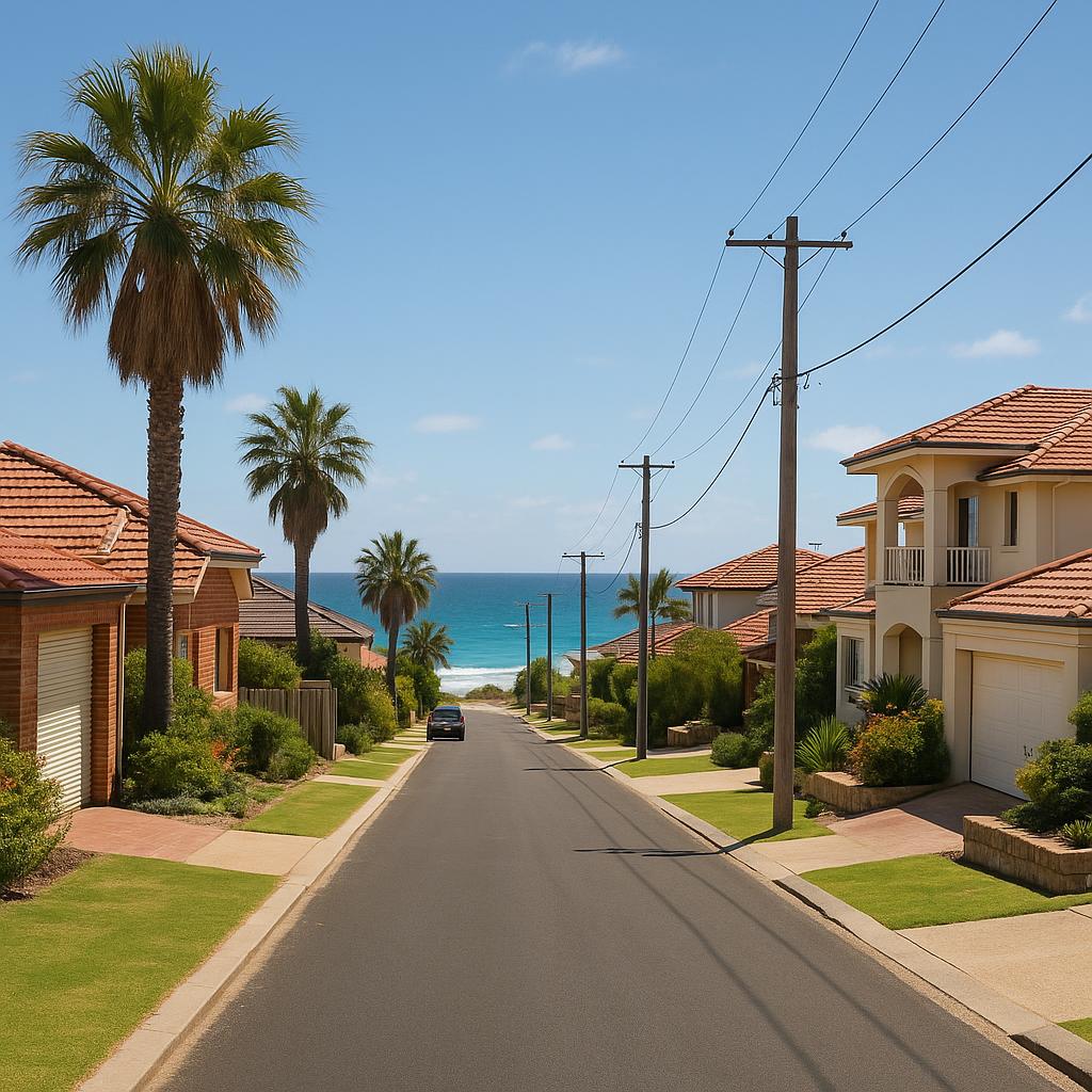 Coastal WA suburb street with family homes near Tarcoola Beach