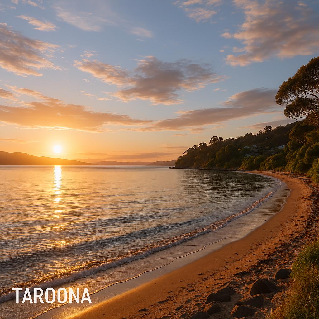 Scenic view of Taroona beach at sunset
