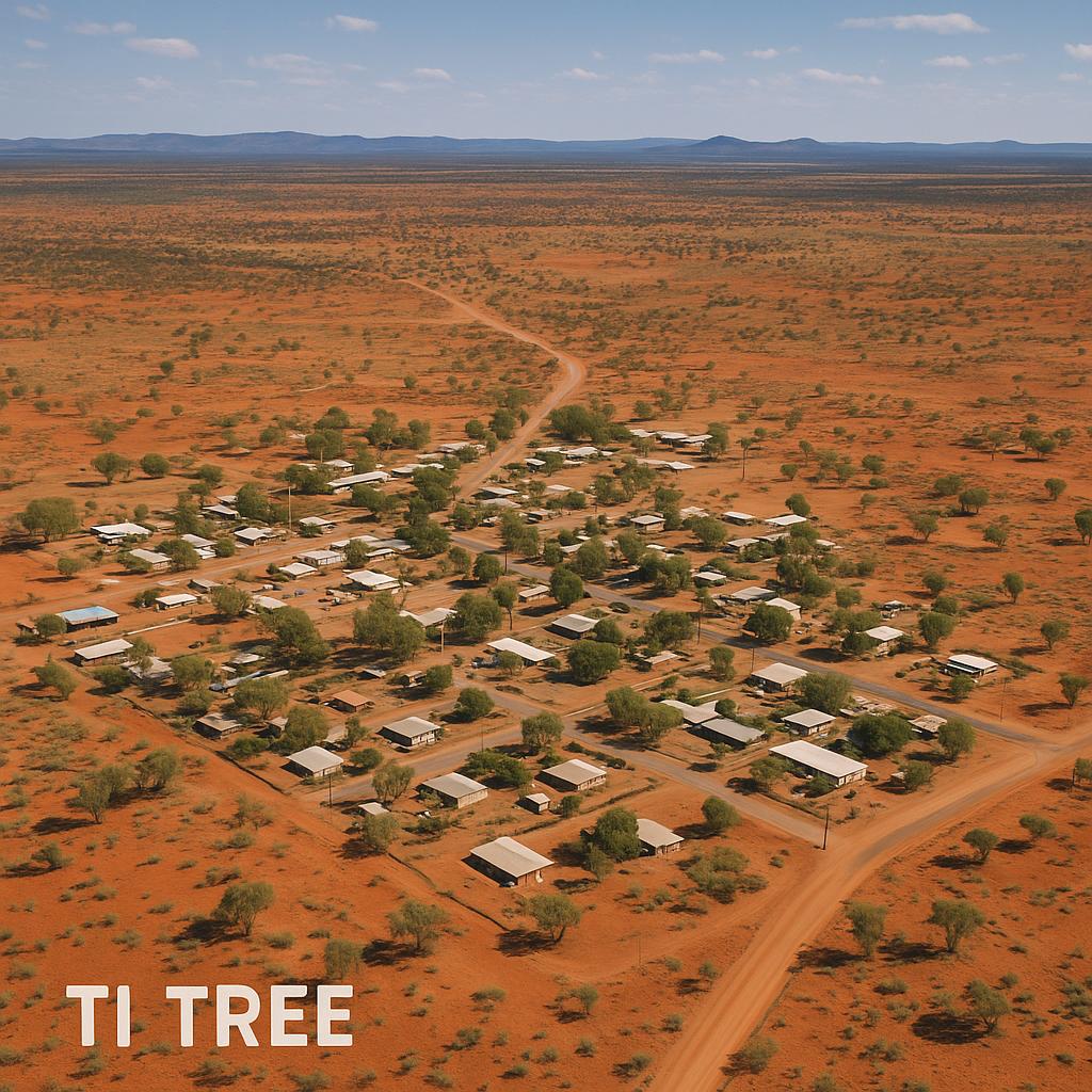Aerial view of Ti Tree township and landscape