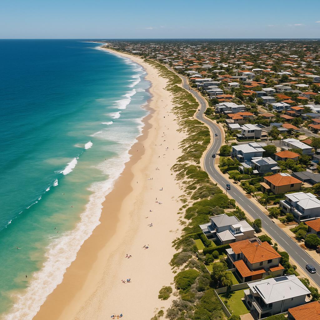 Aerial view of Trigg Beach in Western Australia
