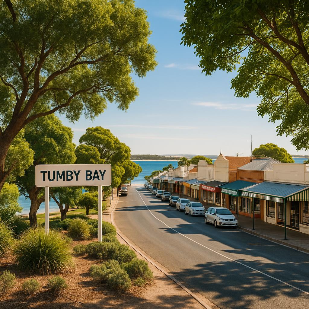 Tumby Bay shopping strip surrounded by nature