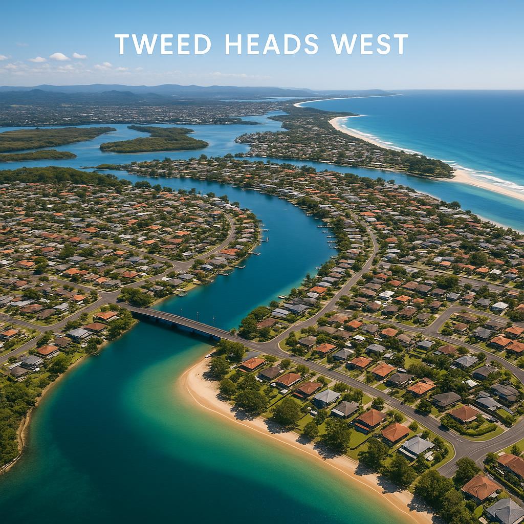 Aerial view of coastal suburb Tweed Heads West