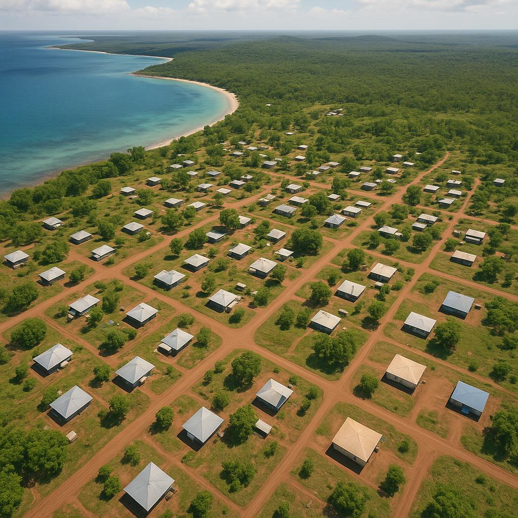 Scenic aerial view of Umbakumba showing the natural beauty and housing.
