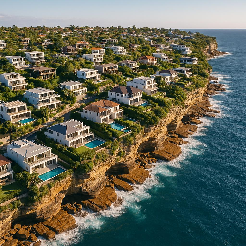 Aerial view of Vaucluse showing coastal luxury homes.