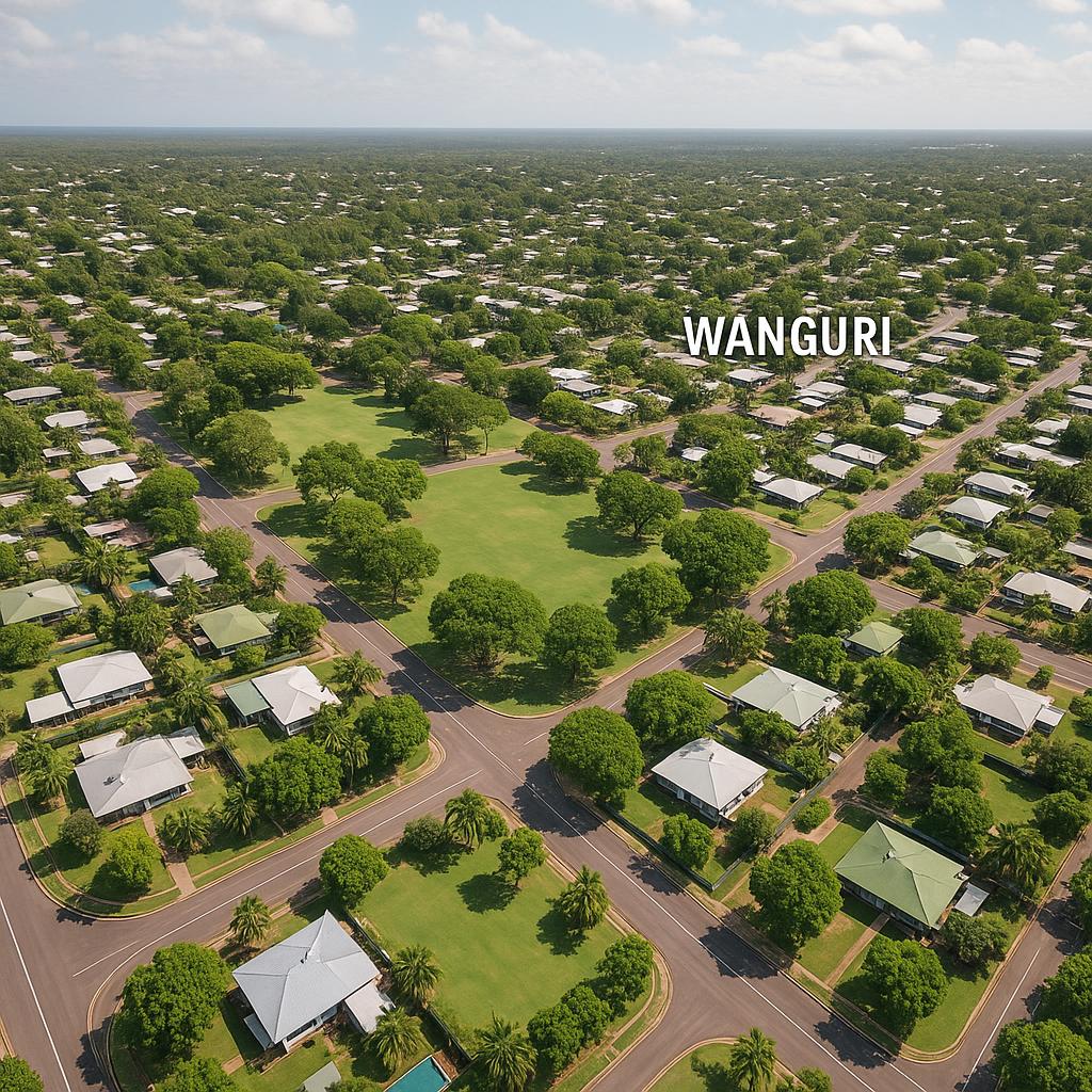 Aerial view showcasing residential areas in Wanguri