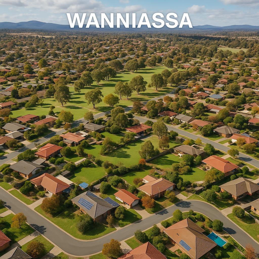 Aerial view of Wanniassa featuring houses and green parks