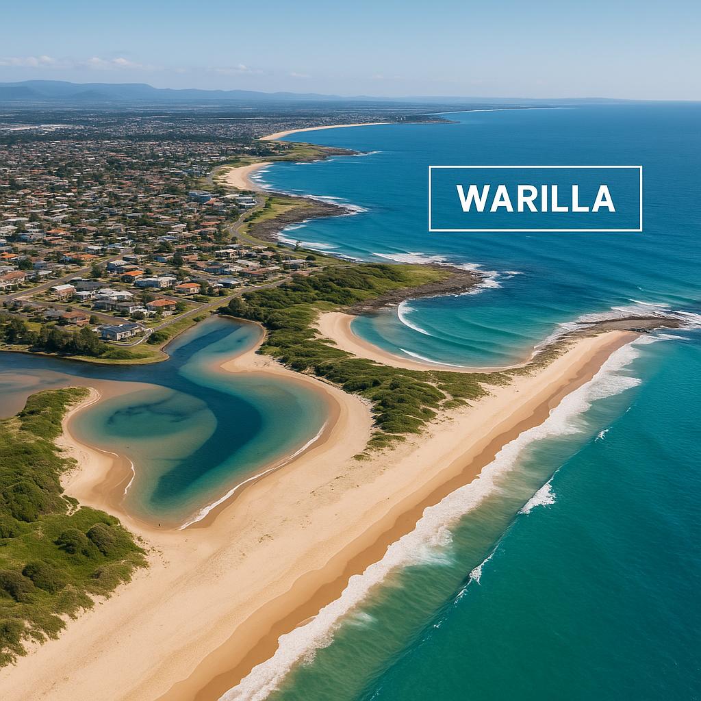 Aerial view of Warilla and its coastal landscape
