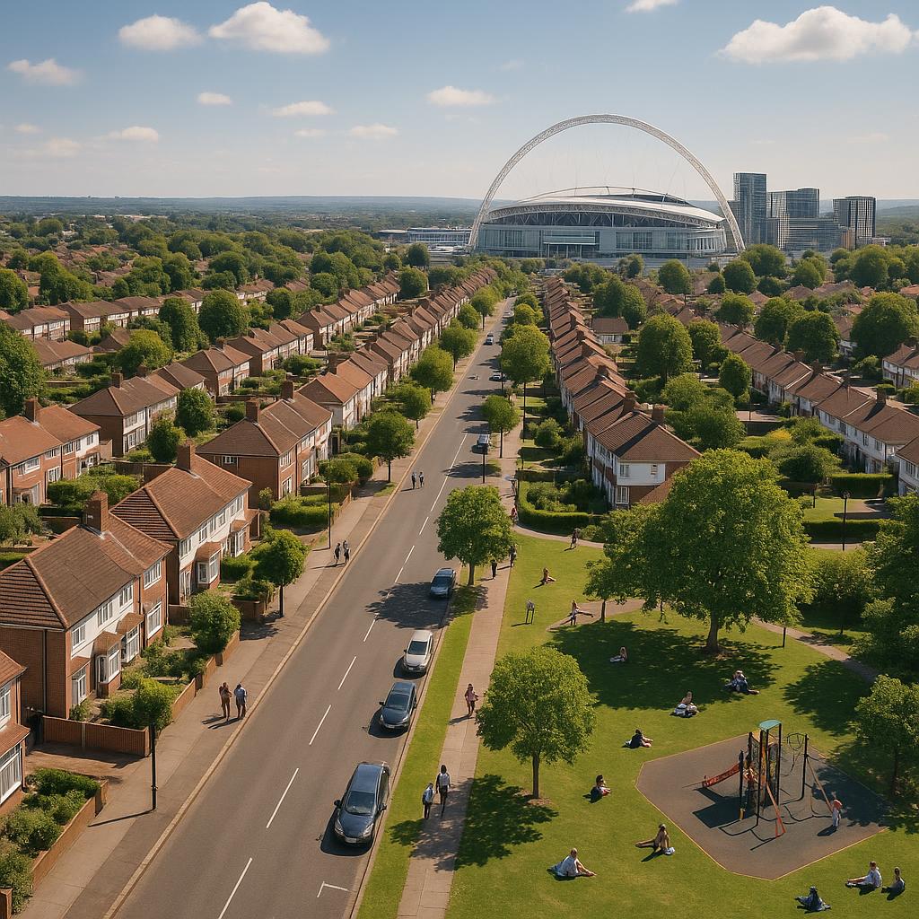 Wembley suburb with residential homes and parks