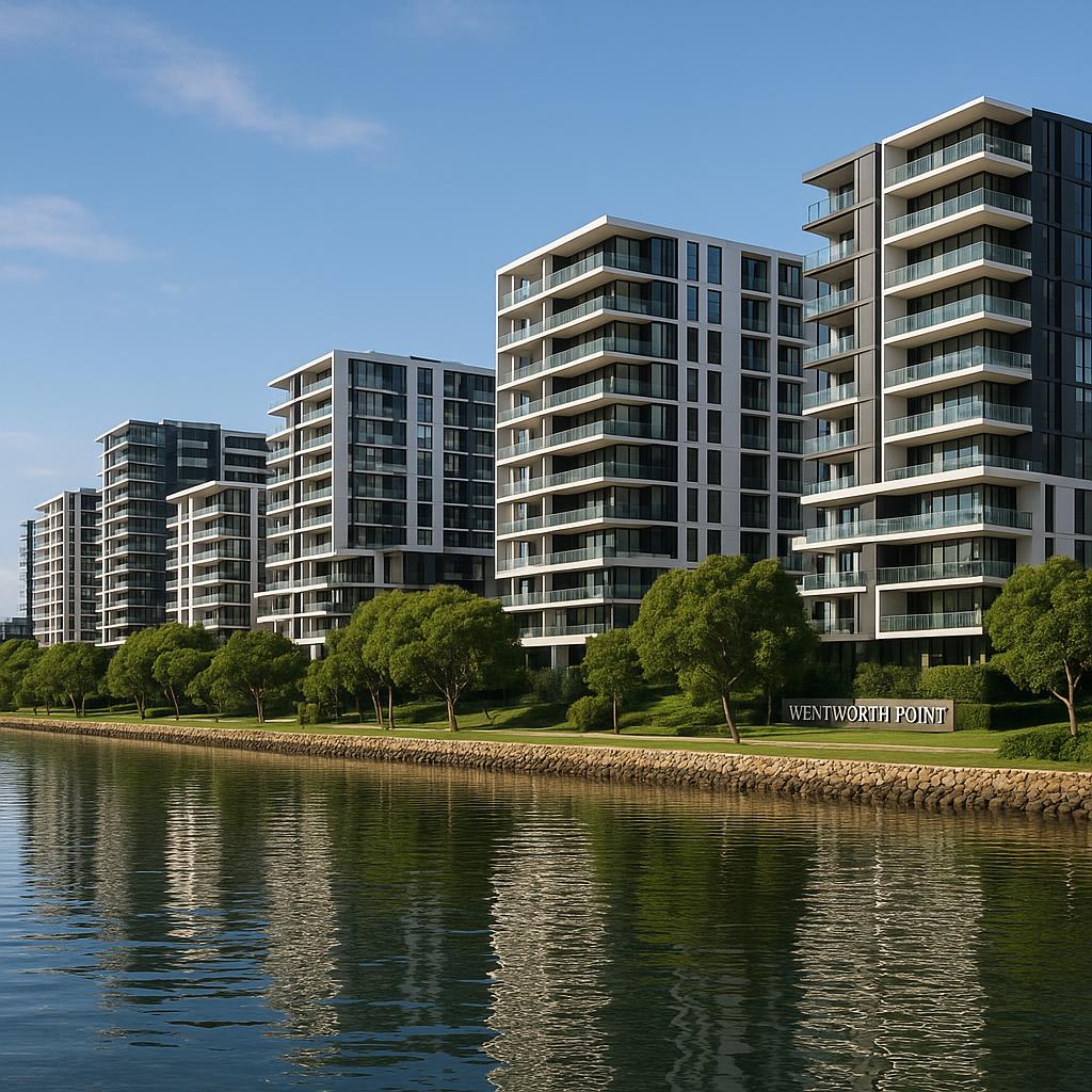 Waterfront view of Wentworth Point, New South Wales
