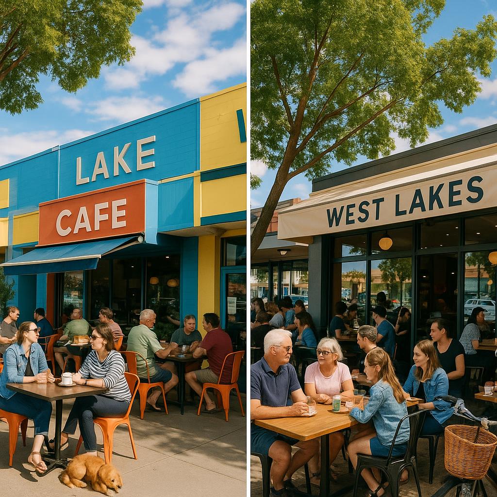 Vibrant local cafés in West Lakes with outdoor seating