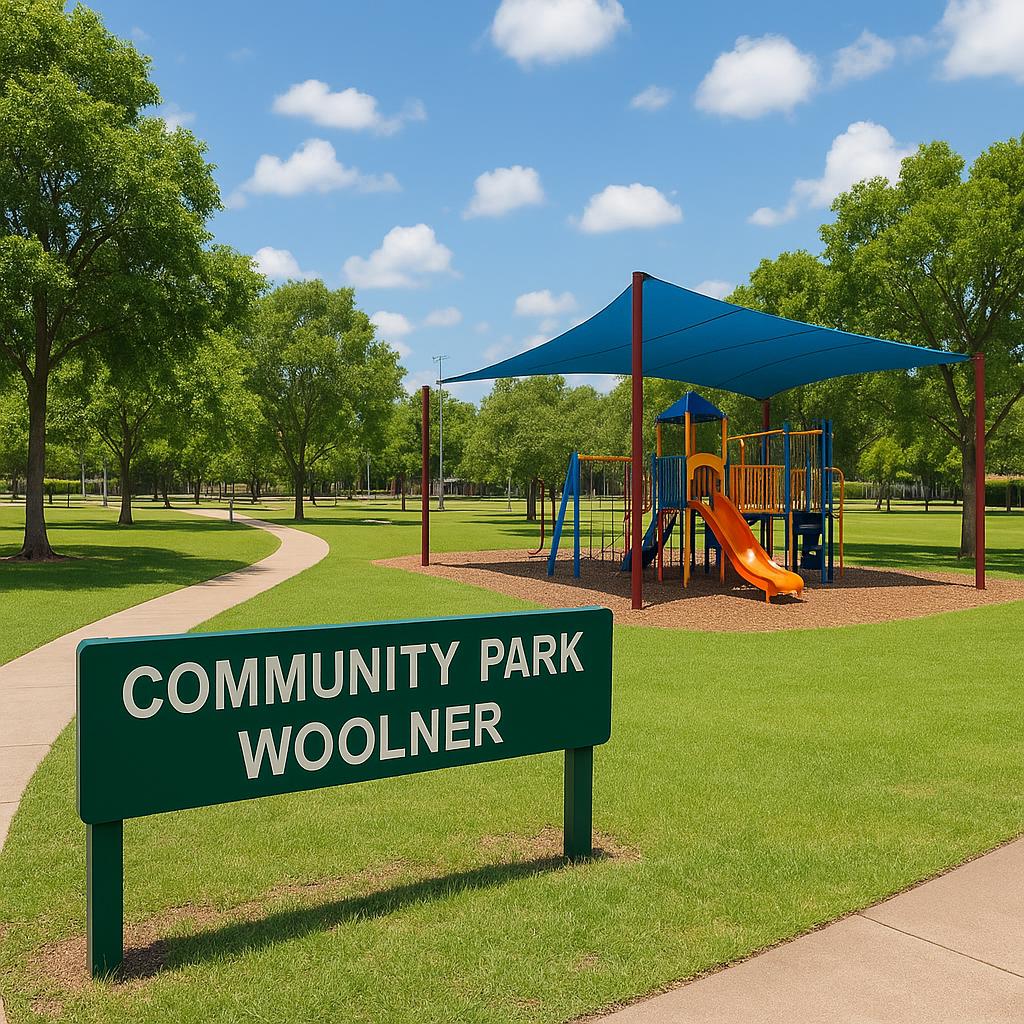 Community park in Woolner with families enjoying the outdoors