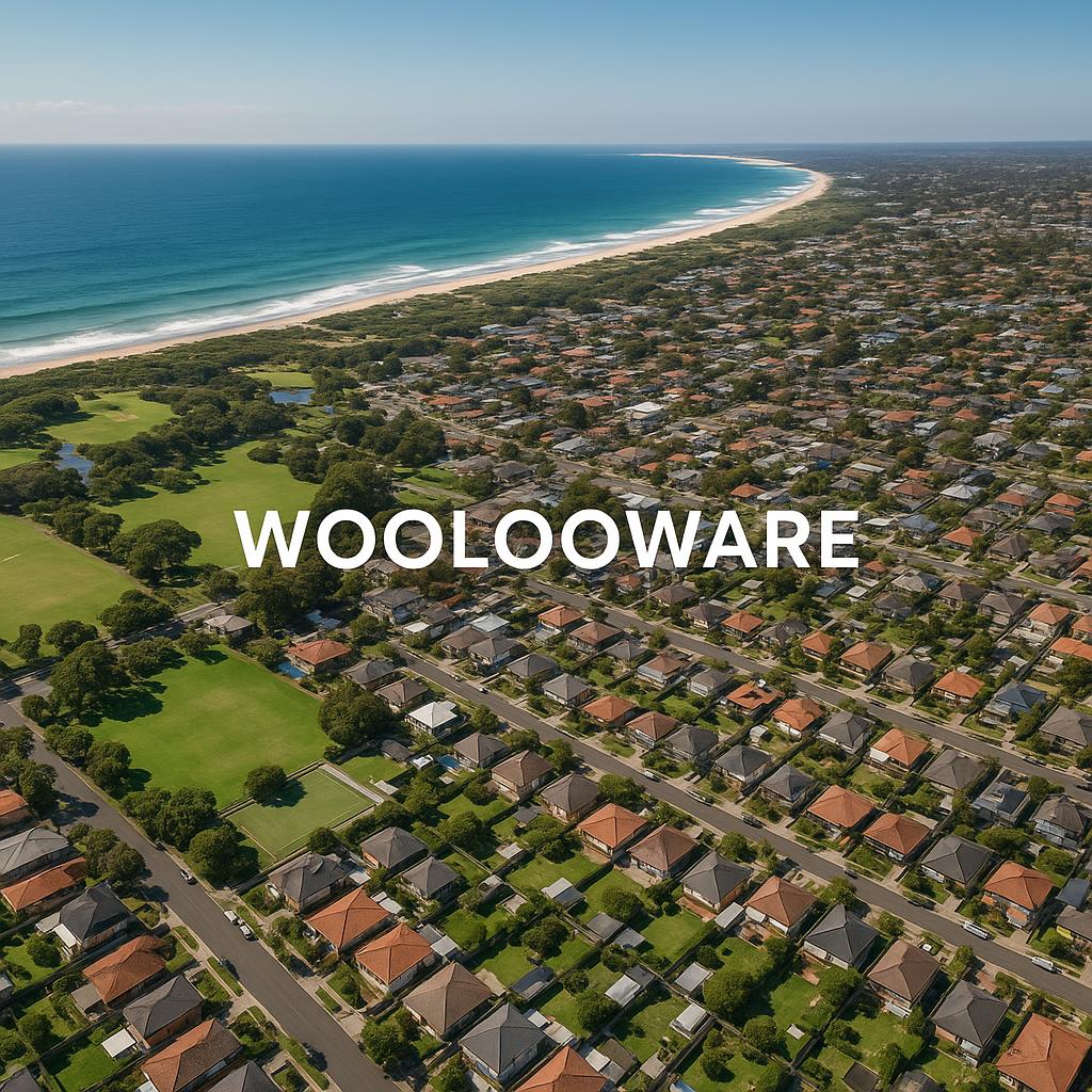 Aerial view of Woolooware with coast and park.