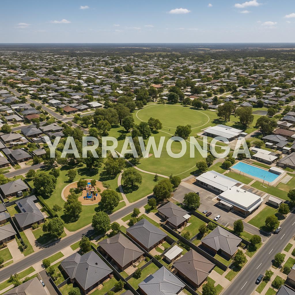 Yarrawonga suburb overview with parks and homes