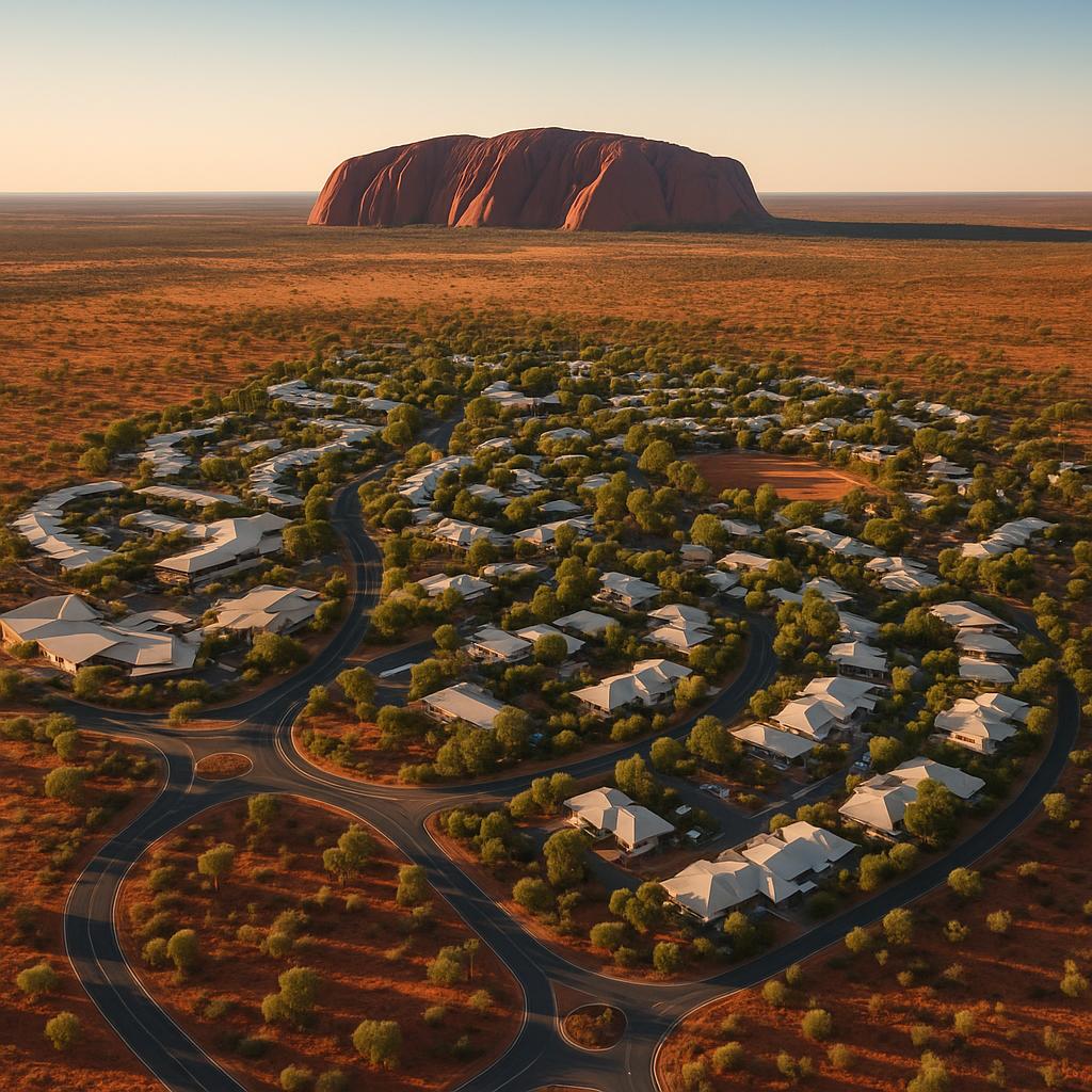 Aerial view of Yulara, Northern Territory, with Uluru