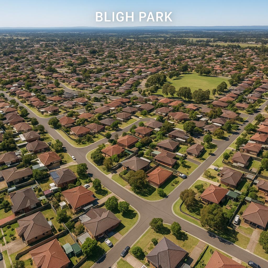 Aerial view of Bligh Park residential area