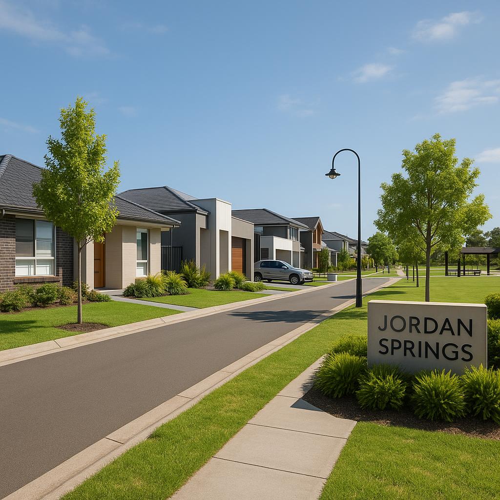 Suburban street in Jordan Springs