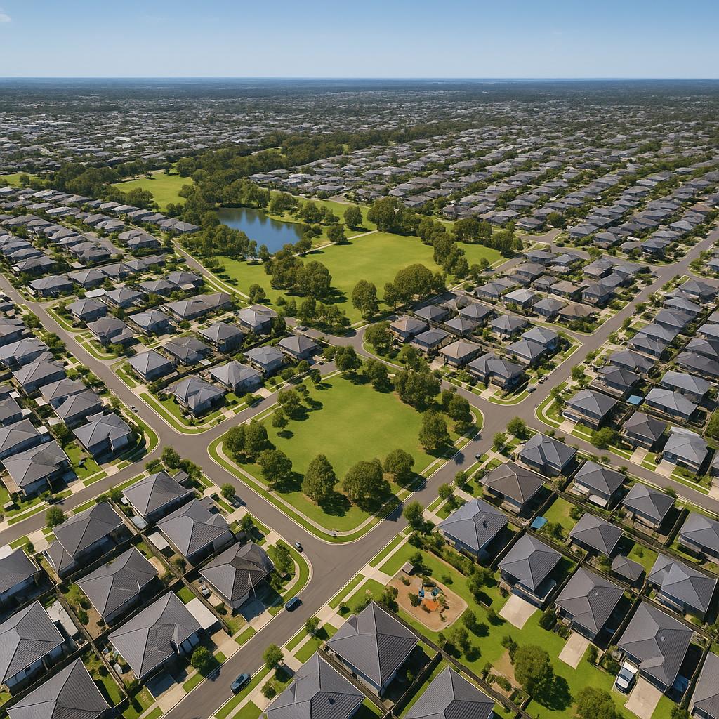 Aerial view of The Ponds suburb