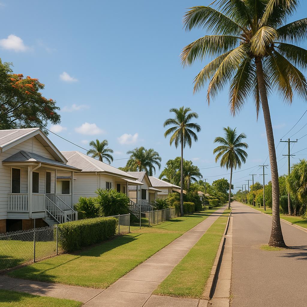 Established Aitkenvale suburban street with older homes and tropical trees